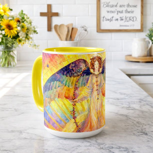 Retro Morning Glory Engel Tasse