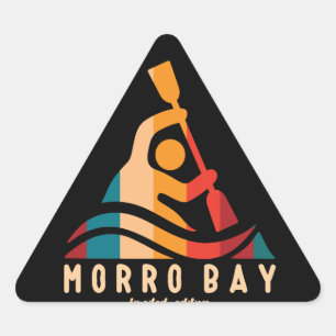 Retro Morro Bay Kayaking Dreieckiger Aufkleber