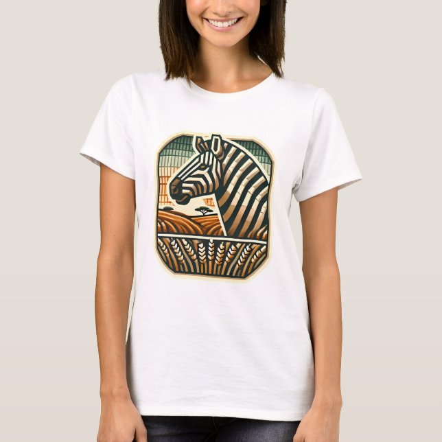 Retro-Mosaik-Logo des Zebra-T - Shirt (Vorderseite)