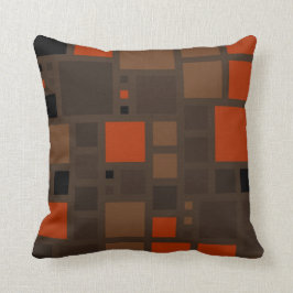 Retro Mosaik quadriert | Brown Orange Kissen