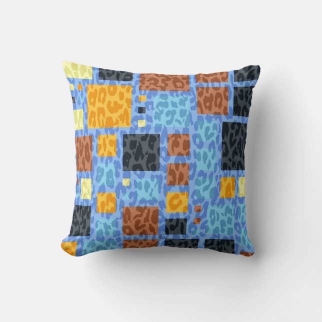 Retro-Mosaikplätze | Leopard Print Kissen (Vorderseite)