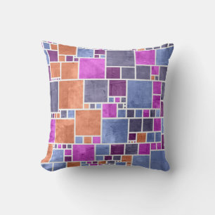 Retro-Mosaikplätze Orange Violet Grau Vintag Kissen
