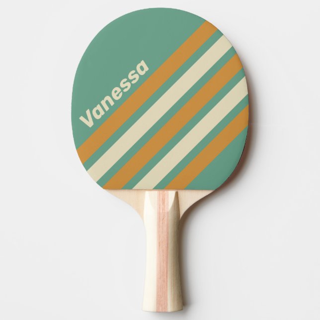Retro Moss Angled Striping with Name Tischtennis Schläger (Vorderseite)