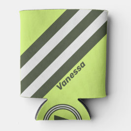 Retro Moss Fade Stripes mit Namen Dosenkühler