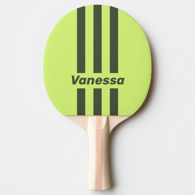 Retro Moss Fade Three Pin Stripes with Name Tischtennis Schläger (Vorderseite)