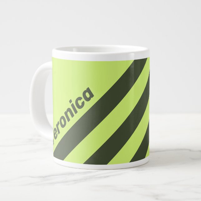 Retro Moss Fade Three Stripes with Name Jumbo-Tasse (Vorderseite Links)