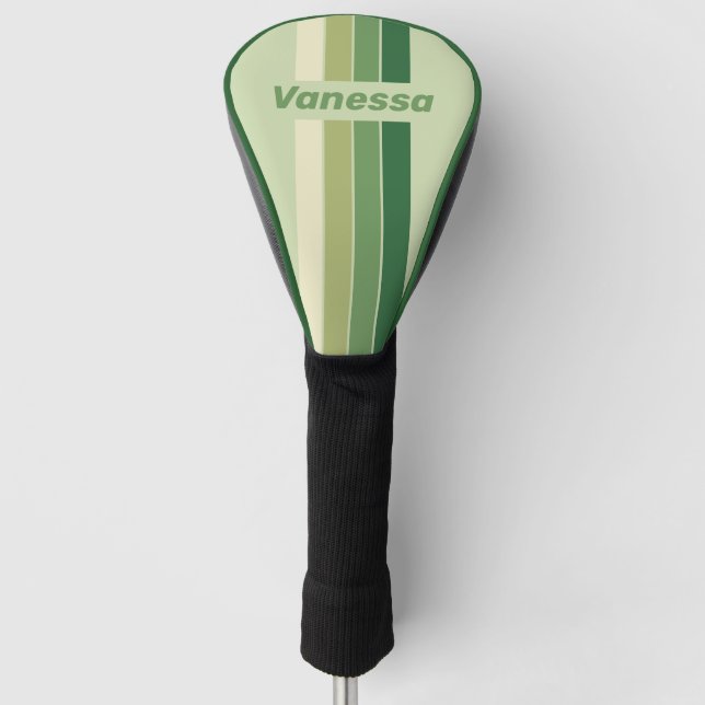 Retro Moss Rainbow Pin Striping with Name Golf Headcover (Vorderseite)
