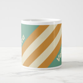 Retro Moss Stripes with Name Jumbo-Tasse