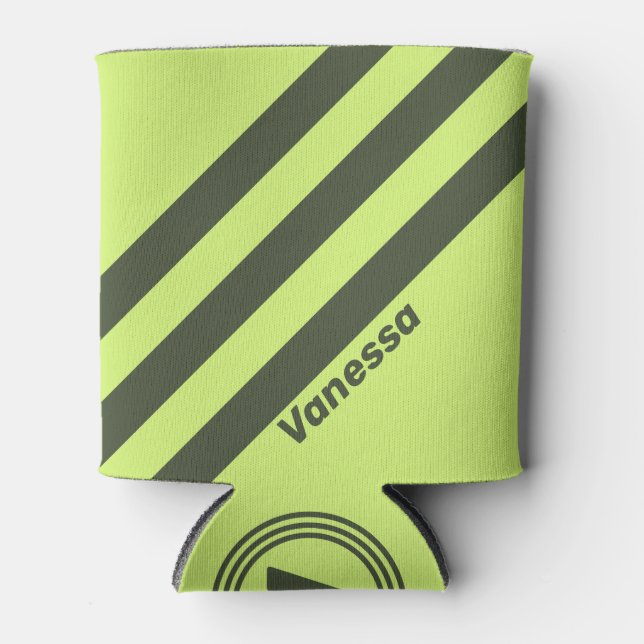 Retro Moss Wand an drei Streifen mit Namen Dosenkühler (Vorderseite)