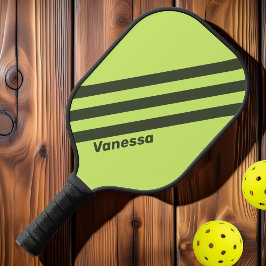 Retro Moss Wand an drei Streifen mit Namen Pickleball Schläger