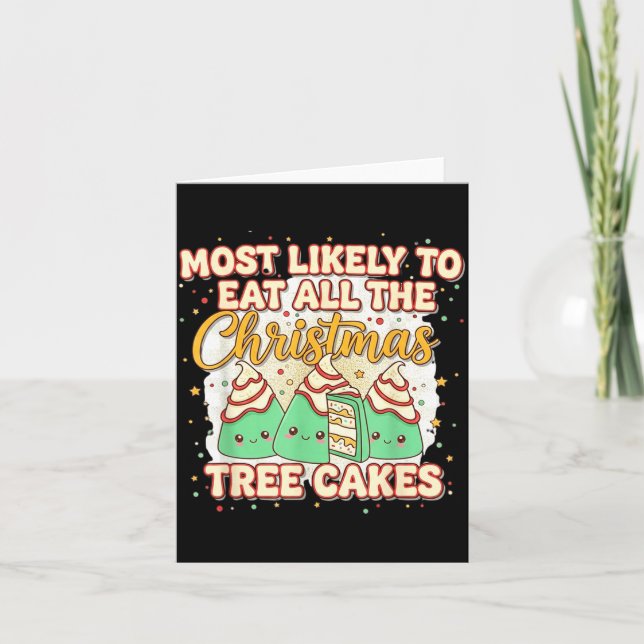 Retro Most Likely To Eat All The Christmas Tree Ca Karte (Vorderseite)