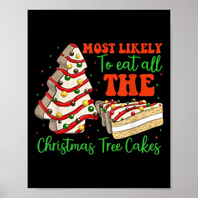 Retro Most Likely To Eat All The Christmas Tree Ca Poster (Vorne)