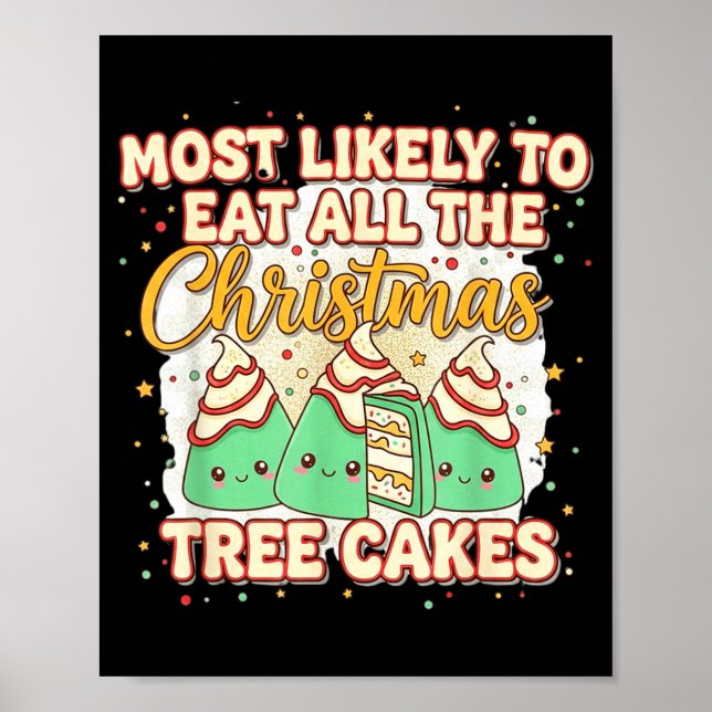 Retro Most Likely To Eat All The Christmas Tree Ca Poster (Vorne)