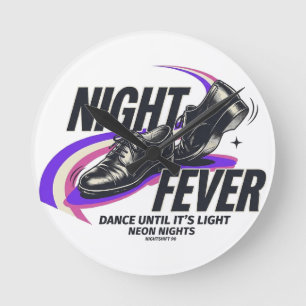 Retro-Motel-Wanduhr Night Fever Runde Wanduhr