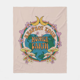 Retro Mother Earth Graphic der 70er Fleecedecke