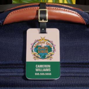 Retro Mother Earth Graphic der 70er Gepäckanhänger