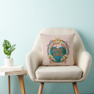 Retro Mother Earth Graphic der 70er Kissen
