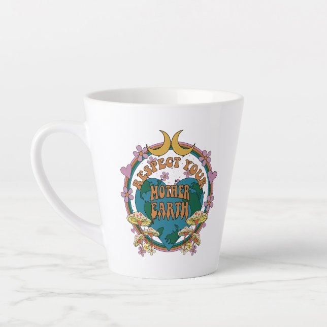 Retro Mother Earth Graphic der 70er Milchtasse (Links)