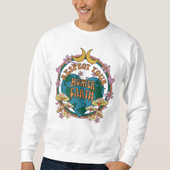 Retro Mother Earth Graphic der 70er Sweatshirt (Vorderseite)