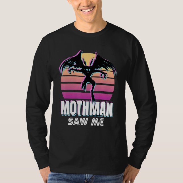 Retro Mothman 80er Cryptid Sunset T-Shirt (Vorderseite)
