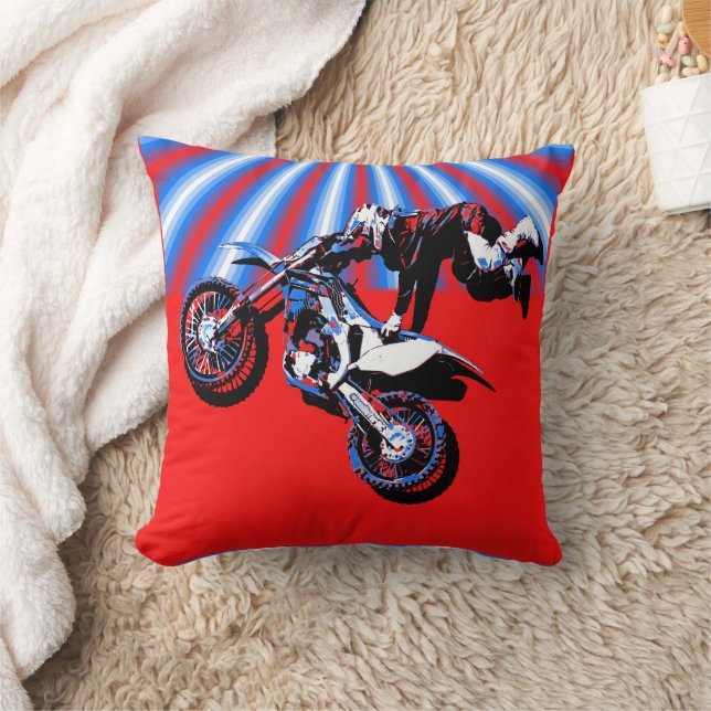 Retro Motocross Rider Design Kissen (Decke)