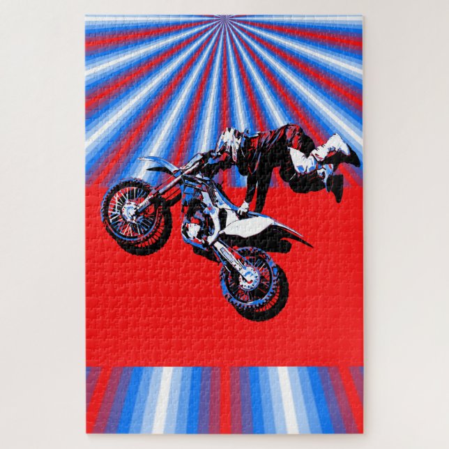 Retro Motocross Rider Design Puzzle (Vertikal)