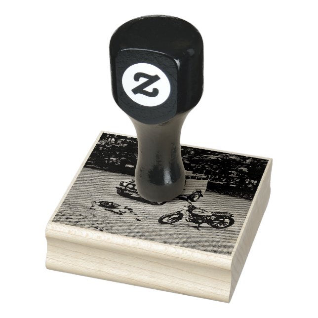 Retro motorcycle gift gummistempel (Stempel)