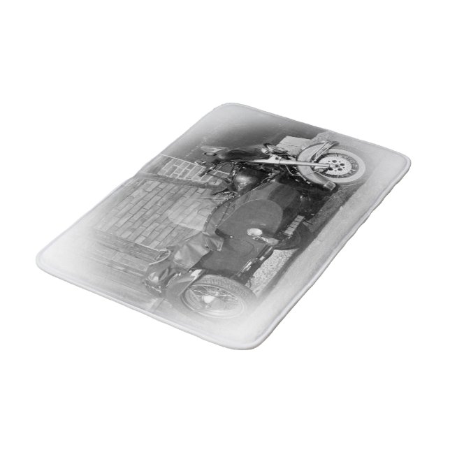 retro motorcycle sidecar bath mat badematte (Schrägansicht)