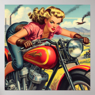 Retro-Motorrad-Button Poster