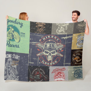 Retro-Motorrad-Design-Fleece-Decke Fleecedecke