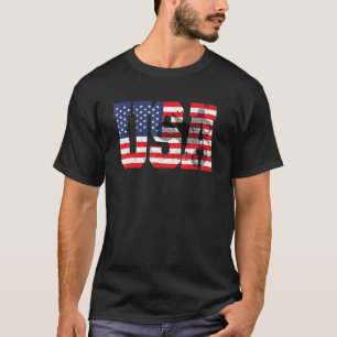 Retro Motorrad Dirt Bike Silhouette American Fla T-Shirt