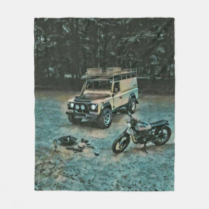 Retro-Motorrad Fleecedecke