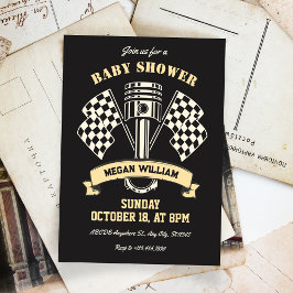 Retro Motorrad Rennmechanik Babydusche Einladung