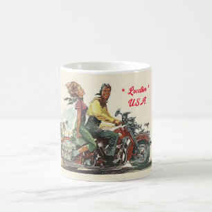 Retro Motorradfahren, Vintager Stil Personalisiert Kaffeetasse