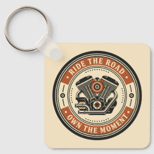 Retro-Motorradmotor-Emblem-Stil Schlüsselanhänger