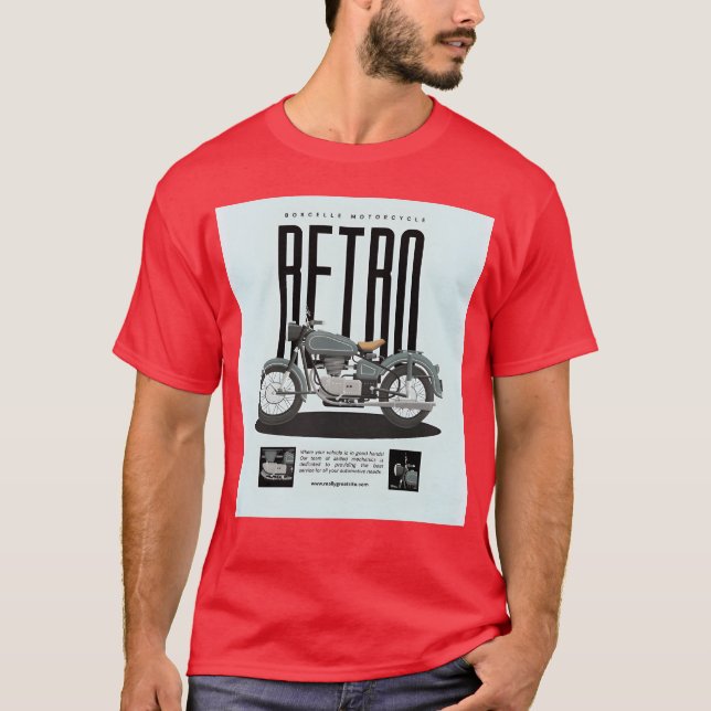 Retro-Motorradposter Freund T-Shirt (Vorderseite)