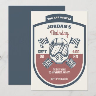 Retro-Motorradrennen Geburtstag Einladung