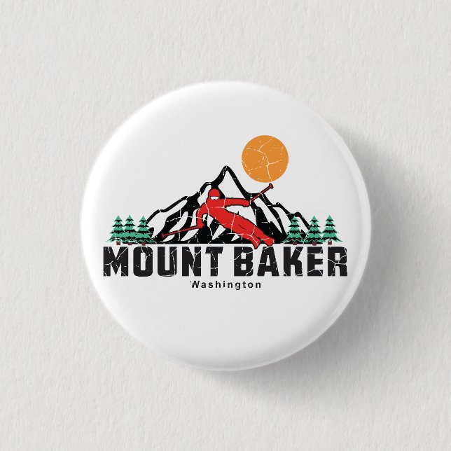 Retro Mount Baker Ski Button (Vorderseite)
