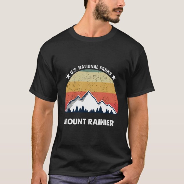 Retro Mount Rainier Nationalpark T-Shirt (Vorderseite)