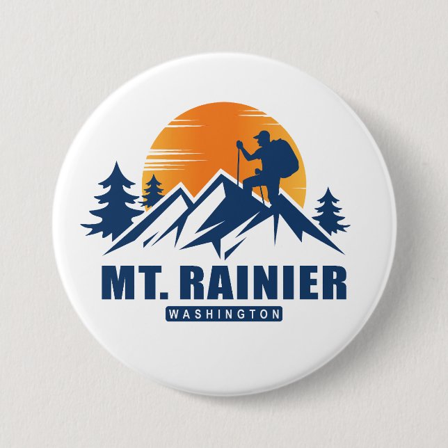 Retro Mount Rainier Wandern T - Shirt Button (Vorderseite)