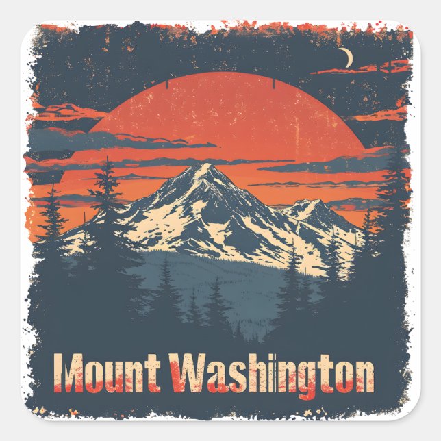 Retro Mount Washington Ski Sticker Set (Vorderseite)