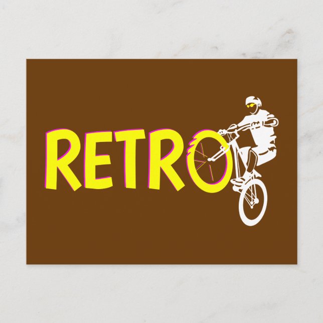 Retro Mountain Bike Rad Stand Postkarte (Vorderseite)