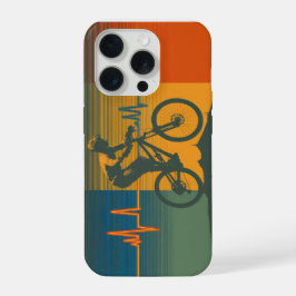 Retro Mountain Biker Heartbeat iPhone 15 Pro Hülle