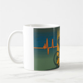 Retro Mountain Biker Heartbeat Kaffeetasse