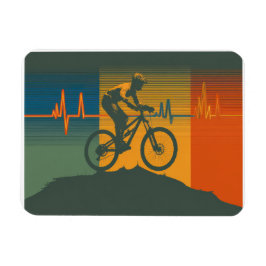 Retro Mountain Biker Heartbeat Magnet