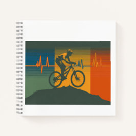 Retro Mountain Biker Heartbeat Notizbuch