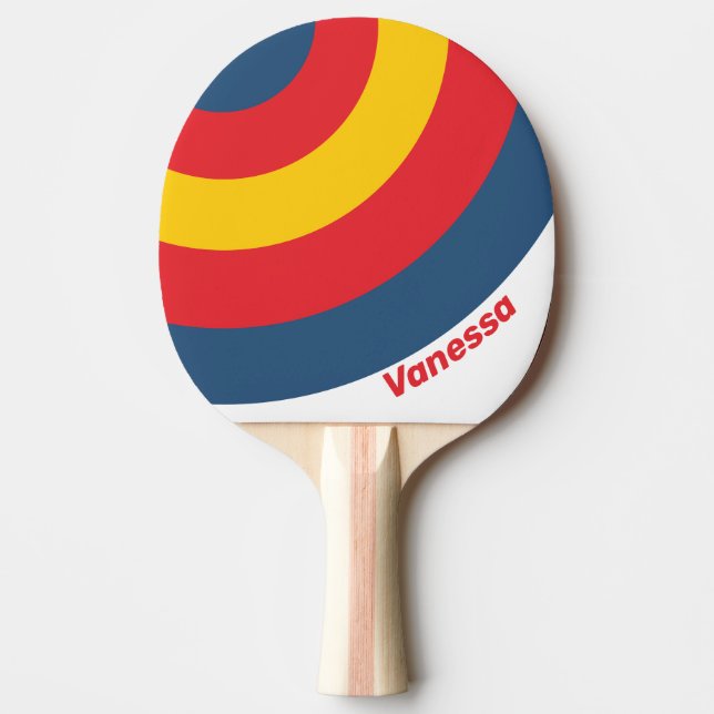 Retro Mountain Circle Stripe with Name Tischtennis Schläger (Vorderseite)