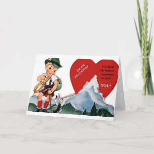 Retro Mountain Climber Valentine's Day Card Feiertagskarte