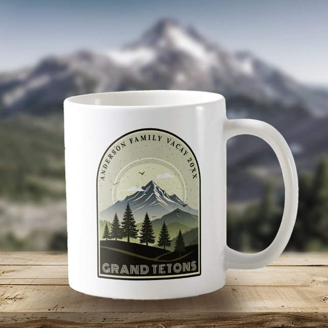 Retro Mountain Family Vacation Green ID1136 Kaffeetasse (Von Creator hochgeladen)