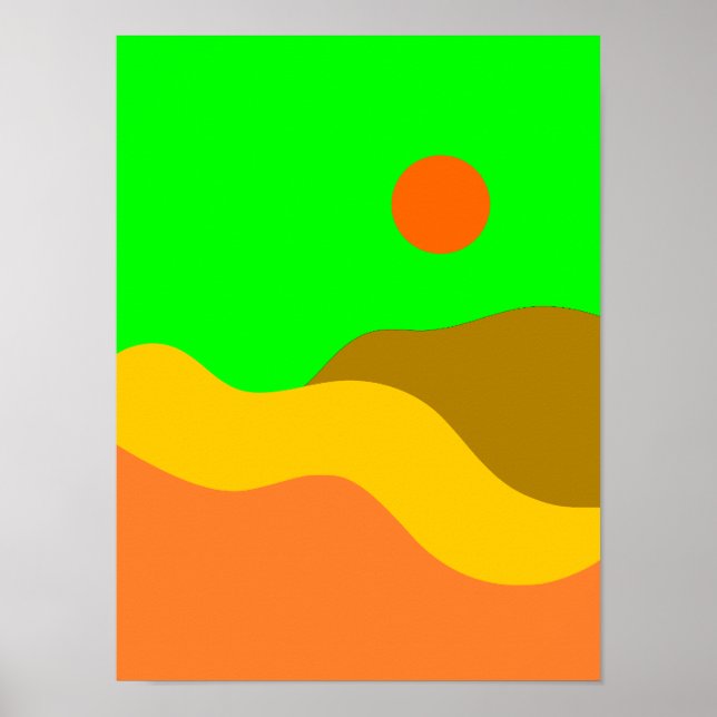 Retro Mountain Landscape Illustration Poster (Vorne)